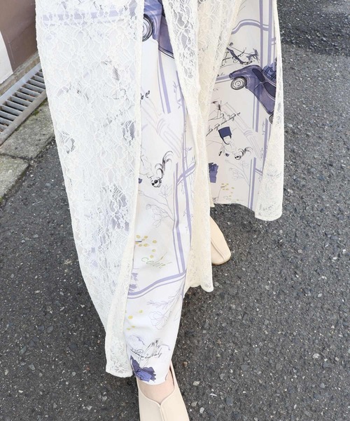 iS ScoLar(イズスカラー)の「561223:スリット入り刺繍レース重ね アンティーク柄パンツ(その他パンツ・レディース・ブラック/アイボリー・M)」の17枚目の写真