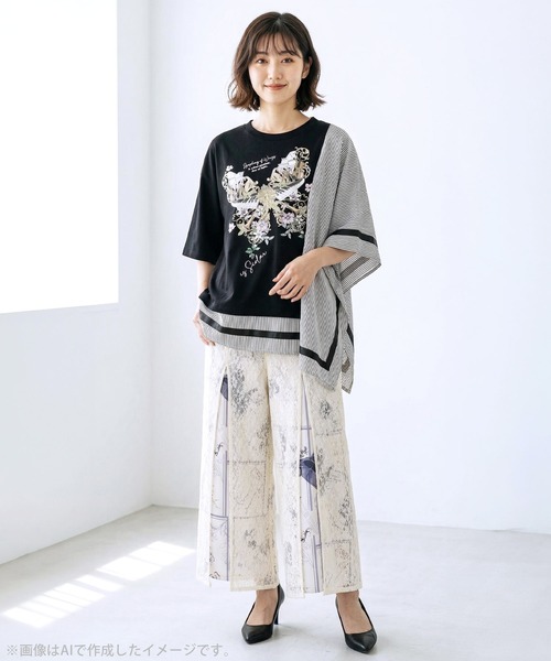 iS ScoLar(イズスカラー)の「561223:スリット入り刺繍レース重ね アンティーク柄パンツ(その他パンツ・レディース・ブラック/アイボリー・M)」の16枚目の写真