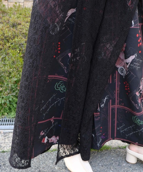 iS ScoLar(イズスカラー)の「561223:スリット入り刺繍レース重ね アンティーク柄パンツ(その他パンツ・レディース・ブラック/アイボリー・M)」の14枚目の写真