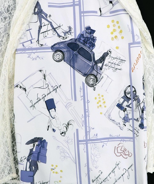 iS ScoLar(イズスカラー)の「561223:スリット入り刺繍レース重ね アンティーク柄パンツ(その他パンツ・レディース・ブラック/アイボリー・M)」の11枚目の写真