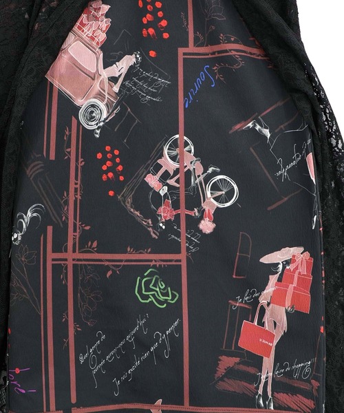 iS ScoLar(イズスカラー)の「561223:スリット入り刺繍レース重ね アンティーク柄パンツ(その他パンツ・レディース・ブラック/アイボリー・M)」の10枚目の写真