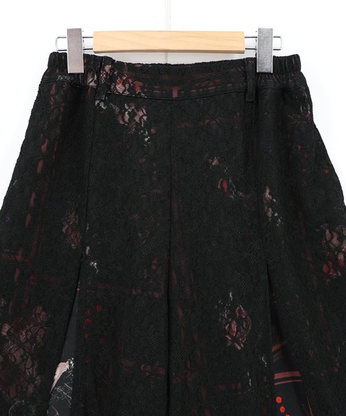 iS ScoLar(イズスカラー)の「561223:スリット入り刺繍レース重ね アンティーク柄パンツ(その他パンツ・レディース・ブラック/アイボリー・M)」の9枚目の写真