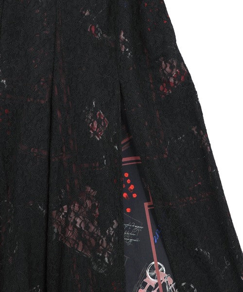 iS ScoLar(イズスカラー)の「561223:スリット入り刺繍レース重ね アンティーク柄パンツ(その他パンツ・レディース・ブラック/アイボリー・M)」の8枚目の写真