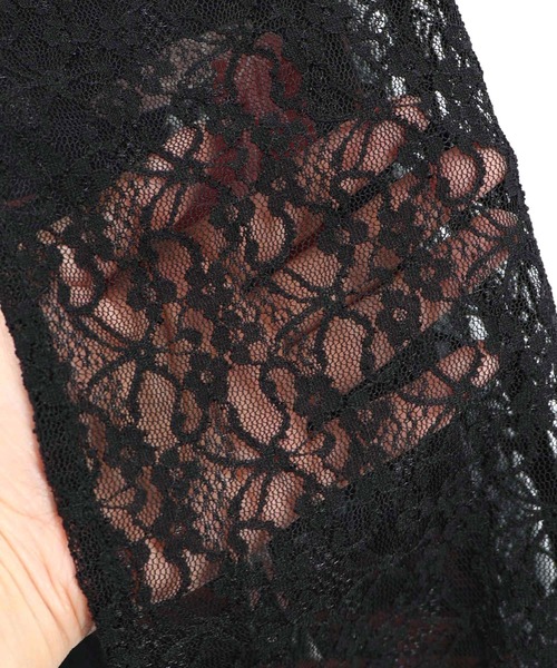 iS ScoLar(イズスカラー)の「561223:スリット入り刺繍レース重ね アンティーク柄パンツ(その他パンツ・レディース・ブラック/アイボリー・M)」の4枚目の写真