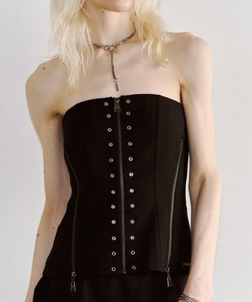JOSE MOON（ジョゼムーン）の「ARMURE ZIP BUSTIER/アーミュールジップビスチェ（チューブトップ・レディース・ブラック/アイボリー・38/36）」の15枚目の写真