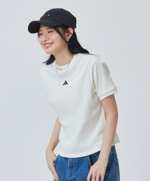 adidas（アディダス）の「【別注】アディダス adidas アルペン リブ 半袖Tシャツ 限定コラボ（Tシャツ/カットソー・レディース・ブラック/オフホワイト・S/M/L/XL）」の3枚目の写真