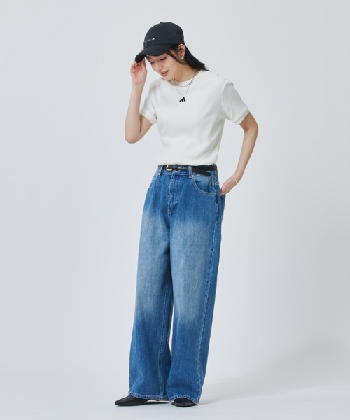 adidas（アディダス）の「【別注】アディダス adidas アルペン リブ 半袖Tシャツ 限定コラボ（Tシャツ/カットソー・レディース・ブラック/オフホワイト・S/M/L/XL）」の6枚目の写真