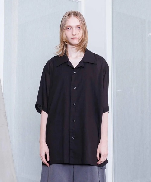 新品未使用 VOAAOV SS シャツ BLACK 2 VOAAOV】SHEER SHIRT Short Sleeve（シャツ/ブラウス）｜VOAAOV