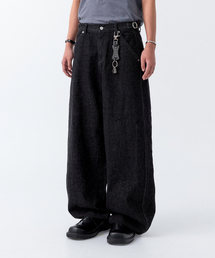 ODD STUDIO（オッドスタジオ）の「カーブド生地ワイドデニムパンツ - BLACK（デニムパンツ）」