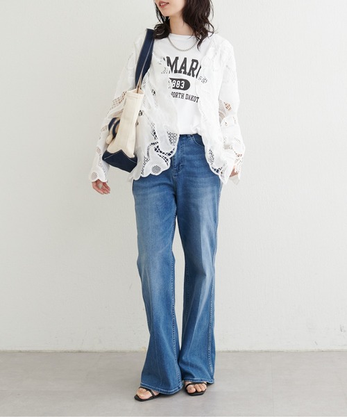 LARUTA(ラルータ)の「【LARUTA】バックスリットプリントロゴT(Tシャツ/カットソー・レディース・スミクロ/ベージュ/オフホワイト・FREE)」の8枚目の写真