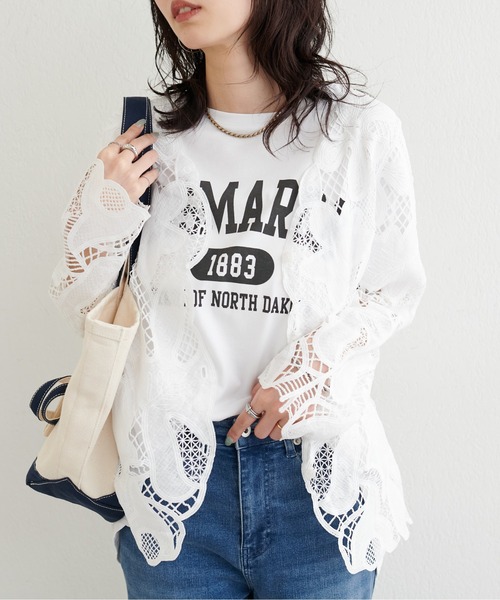 LARUTA(ラルータ)の「【LARUTA】バックスリットプリントロゴT(Tシャツ/カットソー・レディース・スミクロ/ベージュ/オフホワイト・FREE)」の7枚目の写真