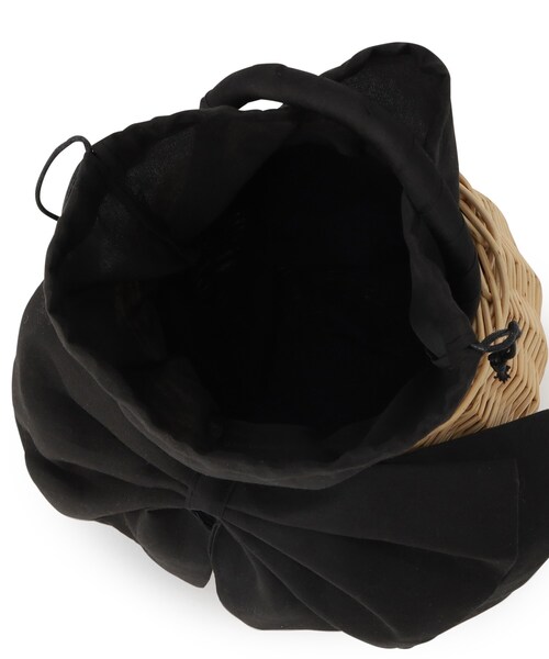 couture brooch（クチュールブローチ）の「BIGリボン付きラタンバッグ（ハンドバッグ・レディース・ブラック/キャメル・00）」の13枚目の写真