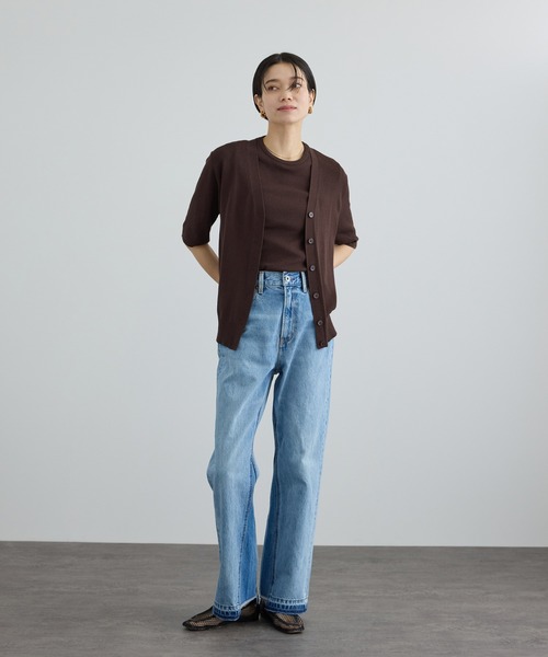 SALON adam et rope'(サロン アダム エ ロペ)の「LOTUS ハーフスリーブVネックカーディガン / アンサンブル対応(カーディガン/ボレロ・レディース・オフホワイト/ブラウン/レッド・FREE)」の9枚目の写真