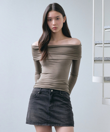 ウィメンズ テンセル ターンダウン オフショルダー 長袖Tシャツ [ダスティカーキ]