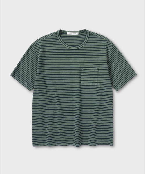 NONBLANK(ノンブランク)の「ウォッシュドポケットストライプTシャツ_GREEN(Tシャツ/カットソー・メンズ・グリーン・MEDIUM/LARGE/X-LARGE)」の1枚目の写真
