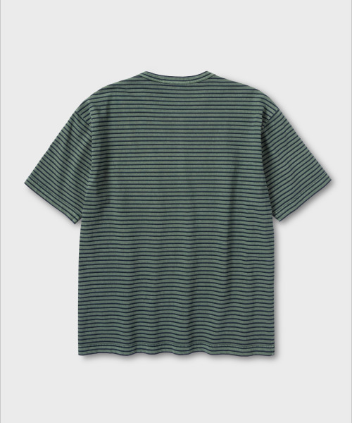 NONBLANK(ノンブランク)の「ウォッシュドポケットストライプTシャツ_GREEN(Tシャツ/カットソー・メンズ・グリーン・MEDIUM/LARGE/X-LARGE)」の2枚目の写真