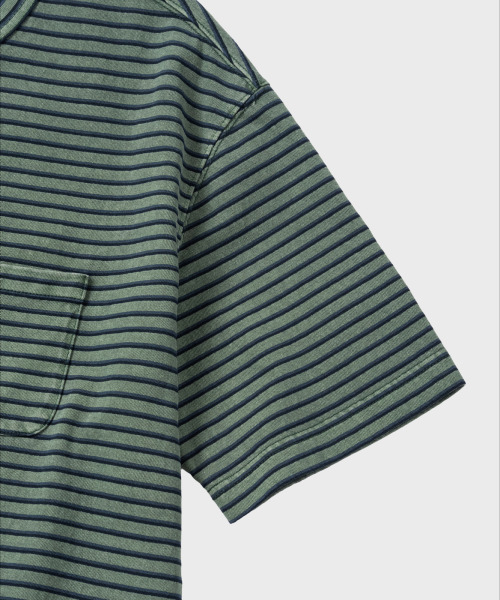 NONBLANK(ノンブランク)の「ウォッシュドポケットストライプTシャツ_GREEN(Tシャツ/カットソー・メンズ・グリーン・MEDIUM/LARGE/X-LARGE)」の6枚目の写真