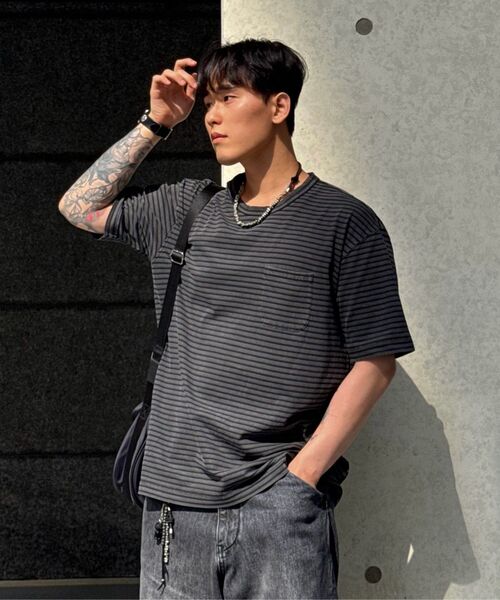 NONBLANK(ノンブランク)の「ウォッシュドポケットストライプTシャツ_GREEN(Tシャツ/カットソー・メンズ・グリーン・MEDIUM/LARGE/X-LARGE)」の9枚目の写真