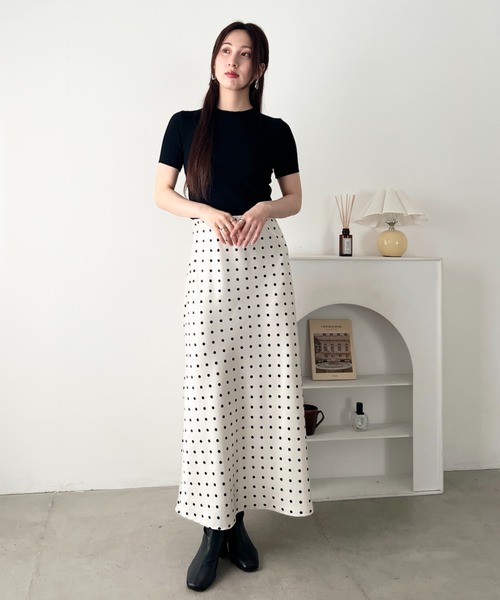 LOVALOT(ラバロット)の「クルーネック 半袖リブニット(Tシャツ/カットソー・レディース・ブラック/グリーン/ホワイト・FREE)」の19枚目の写真