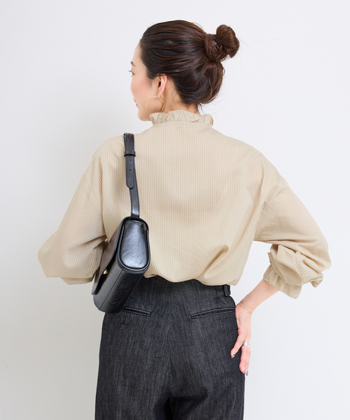B.C STOCK（ベーセーストック）の「《追加》【WEB限定】ウォッシャブル / フロントフリルブラウス（シャツ/ブラウス・レディース・ベージュ/サックスブルー/ホワイト・FREE）」の21枚目の写真