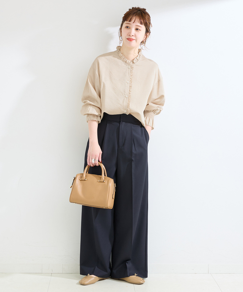 B.C STOCK（ベーセーストック）の「《追加》【WEB限定】ウォッシャブル / フロントフリルブラウス（シャツ/ブラウス・レディース・ベージュ/サックスブルー/ホワイト・FREE）」の22枚目の写真