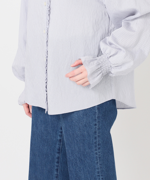 B.C STOCK（ベーセーストック）の「《追加》【WEB限定】ウォッシャブル / フロントフリルブラウス（シャツ/ブラウス・レディース・ベージュ/サックスブルー/ホワイト・FREE）」の5枚目の写真