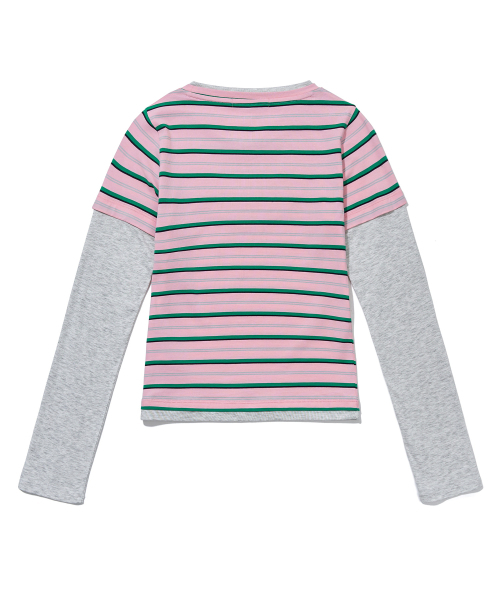 YOUHEE(ユヒ)の「CANDY STRIPE LAYERED LONG SLEEVE_PINK(Tシャツ/カットソー・レディース・その他・FREE)」の5枚目の写真