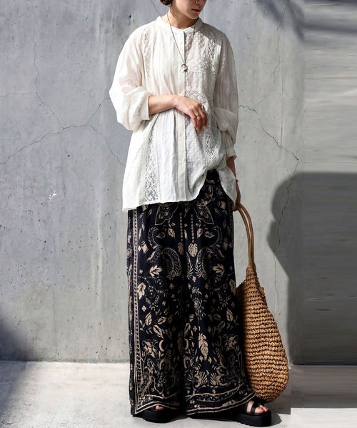 antiqua(アンティカ)の「インド綿 レース シャツ(シャツ/ブラウス・レディース・ブラック/オフホワイト・ONESIZE)」の15枚目の写真