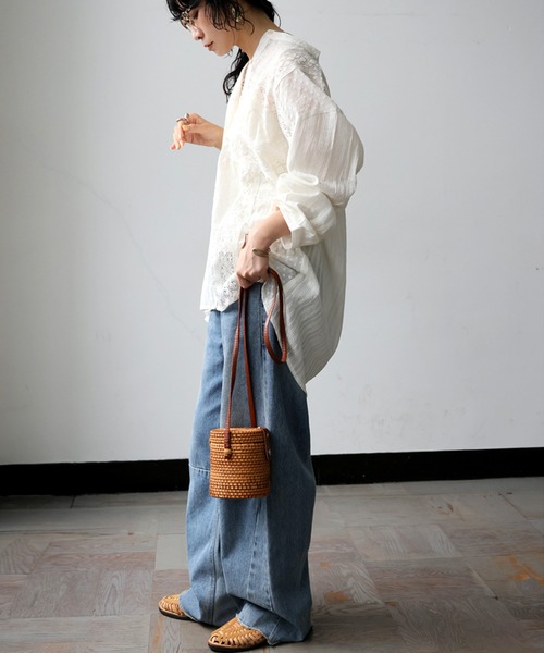 antiqua(アンティカ)の「インド綿 レース シャツ(シャツ/ブラウス・レディース・ブラック/オフホワイト・ONESIZE)」の18枚目の写真