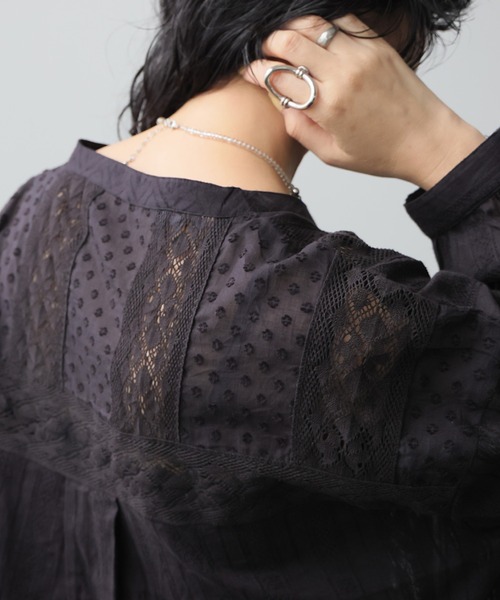 antiqua(アンティカ)の「インド綿 レース シャツ(シャツ/ブラウス・レディース・ブラック/オフホワイト・ONESIZE)」の20枚目の写真