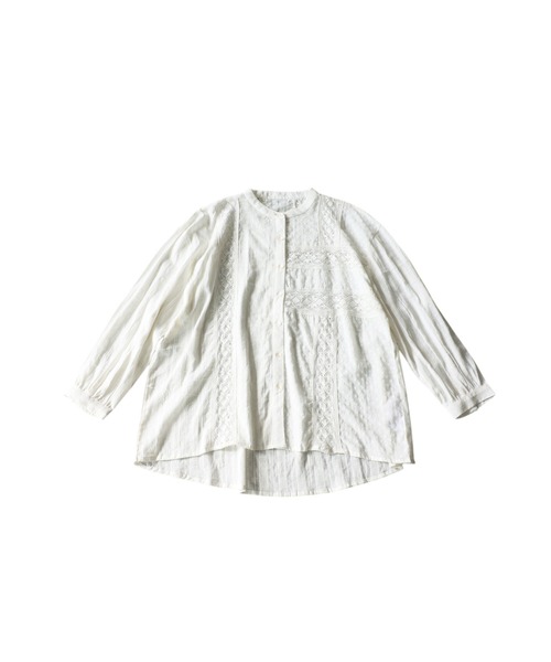 antiqua(アンティカ)の「インド綿 レース シャツ(シャツ/ブラウス・レディース・ブラック/オフホワイト・ONESIZE)」の4枚目の写真