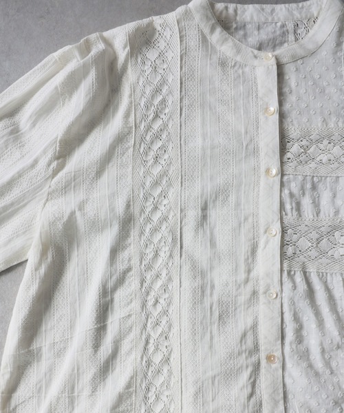antiqua(アンティカ)の「インド綿 レース シャツ(シャツ/ブラウス・レディース・ブラック/オフホワイト・ONESIZE)」の10枚目の写真