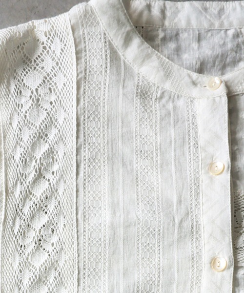 antiqua(アンティカ)の「インド綿 レース シャツ(シャツ/ブラウス・レディース・ブラック/オフホワイト・ONESIZE)」の11枚目の写真