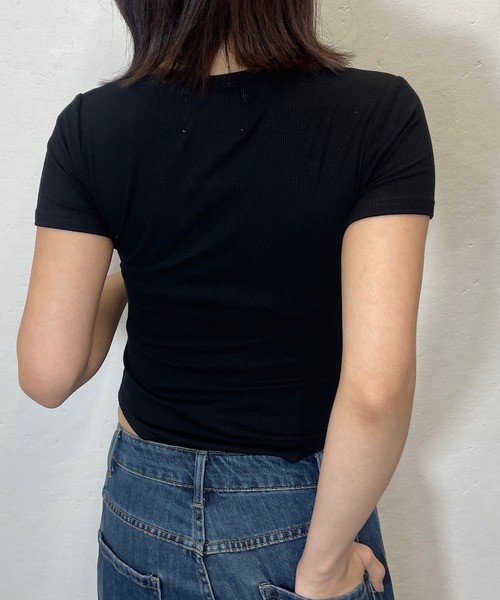 ROGER AND RAW（ロジャーアンドロウ）の「Vネック ボディースーツ半袖トップス（Tシャツ/カットソー・レディース・ホワイト/ブラック/モカ・FREE）」の21枚目の写真