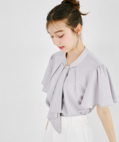 tocco closet(トッコ クローゼット)の「ゴールドバー付ボウタイブラウス(シャツ/ブラウス・レディース・オフホワイト/グレー・M)」の14枚目の写真