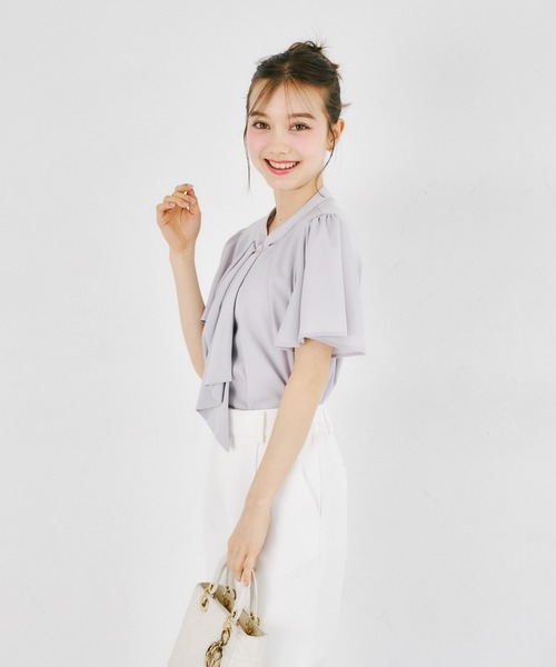tocco closet(トッコ クローゼット)の「ゴールドバー付ボウタイブラウス(シャツ/ブラウス・レディース・オフホワイト/グレー・M)」の18枚目の写真