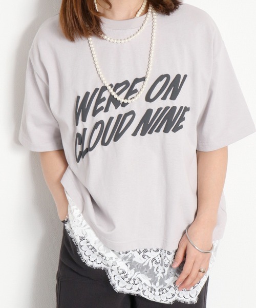 cepo(セポ)の「16/- スソレースドッキング コットン天竺発泡プリントTee(Tシャツ/カットソー・レディース・オフホワイト/ホワイト系その他/ブラック系/グレー系・M)」の4枚目の写真