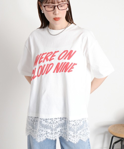 cepo(セポ)の「16/- スソレースドッキング コットン天竺発泡プリントTee(Tシャツ/カットソー・レディース・オフホワイト/ホワイト系その他/ブラック系/グレー系・M)」の3枚目の写真