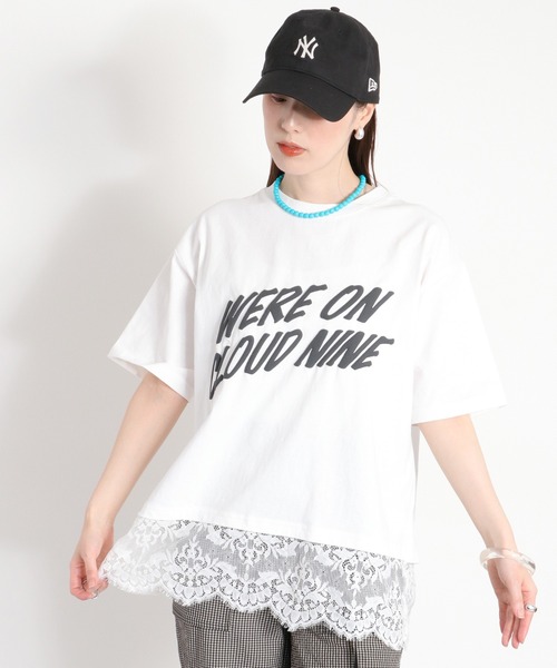 cepo(セポ)の「16/- スソレースドッキング コットン天竺発泡プリントTee(Tシャツ/カットソー・レディース・オフホワイト/ホワイト系その他/ブラック系/グレー系・M)」の2枚目の写真