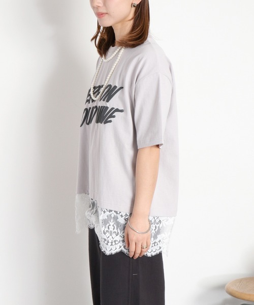 cepo(セポ)の「16/- スソレースドッキング コットン天竺発泡プリントTee(Tシャツ/カットソー・レディース・オフホワイト/ホワイト系その他/ブラック系/グレー系・M)」の19枚目の写真