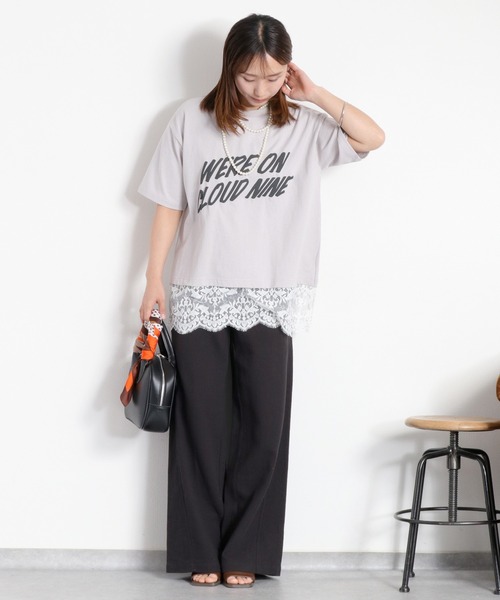 cepo(セポ)の「16/- スソレースドッキング コットン天竺発泡プリントTee(Tシャツ/カットソー・レディース・オフホワイト/ホワイト系その他/ブラック系/グレー系・M)」の13枚目の写真