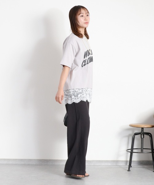 cepo(セポ)の「16/- スソレースドッキング コットン天竺発泡プリントTee(Tシャツ/カットソー・レディース・オフホワイト/ホワイト系その他/ブラック系/グレー系・M)」の15枚目の写真