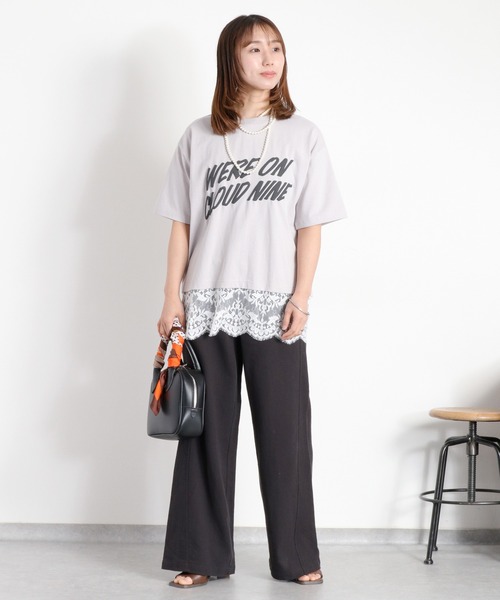 cepo(セポ)の「16/- スソレースドッキング コットン天竺発泡プリントTee(Tシャツ/カットソー・レディース・オフホワイト/ホワイト系その他/ブラック系/グレー系・M)」の12枚目の写真