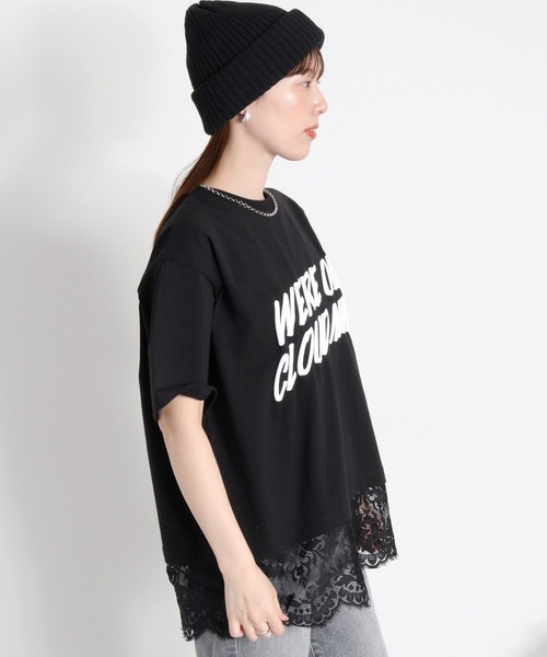 cepo(セポ)の「16/- スソレースドッキング コットン天竺発泡プリントTee(Tシャツ/カットソー・レディース・オフホワイト/ホワイト系その他/ブラック系/グレー系・M)」の8枚目の写真