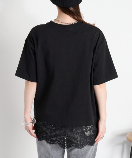 cepo(セポ)の「16/- スソレースドッキング コットン天竺発泡プリントTee(Tシャツ/カットソー・レディース・オフホワイト/ホワイト系その他/ブラック系/グレー系・M)」の7枚目の写真