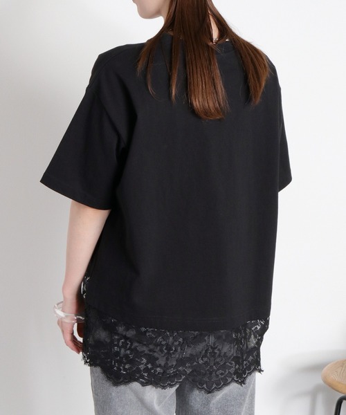 cepo(セポ)の「16/- スソレースドッキング コットン天竺発泡プリントTee(Tシャツ/カットソー・レディース・オフホワイト/ホワイト系その他/ブラック系/グレー系・M)」の5枚目の写真