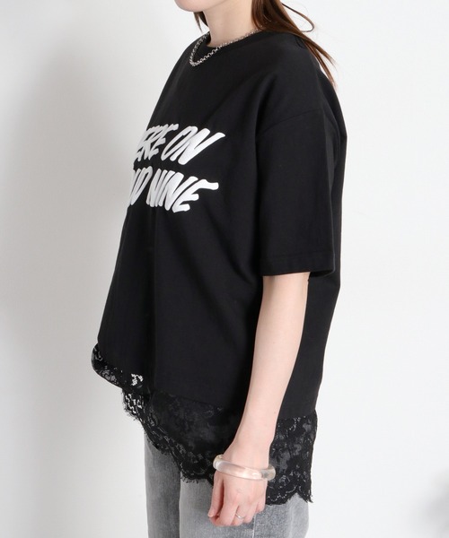 cepo(セポ)の「16/- スソレースドッキング コットン天竺発泡プリントTee(Tシャツ/カットソー・レディース・オフホワイト/ホワイト系その他/ブラック系/グレー系・M)」の6枚目の写真