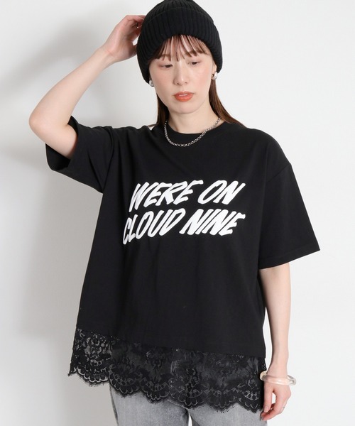 cepo(セポ)の「16/- スソレースドッキング コットン天竺発泡プリントTee(Tシャツ/カットソー・レディース・オフホワイト/ホワイト系その他/ブラック系/グレー系・M)」の9枚目の写真