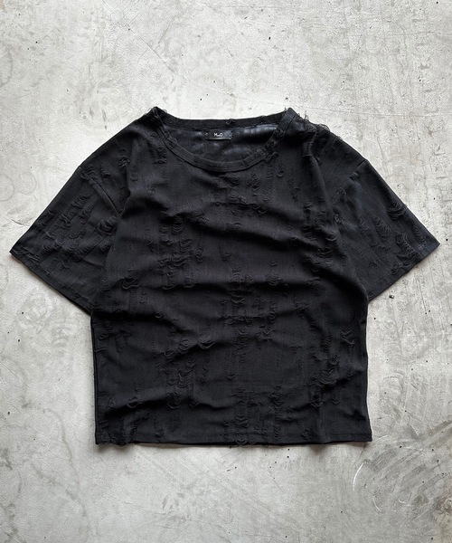 футболка Damage加工 (T‑shirt с эффектом потертости)