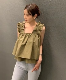 フリルデザインティアードノースリーブ